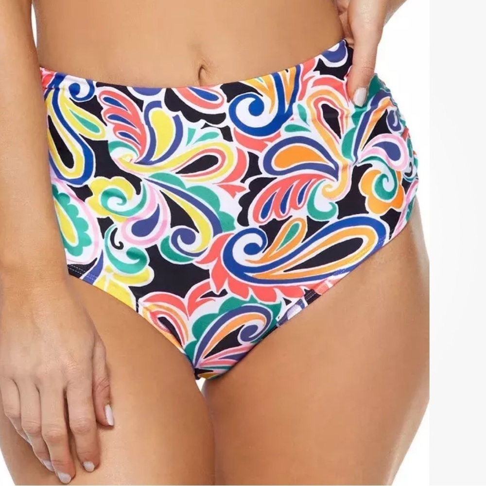NWT ISLAND ESCAPE Cabana High Waisted Printed Bikini Bottom Size 8